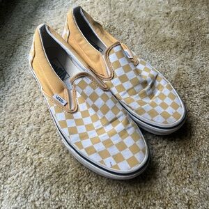 Vans Mustard Checkered Slip-On Shoes